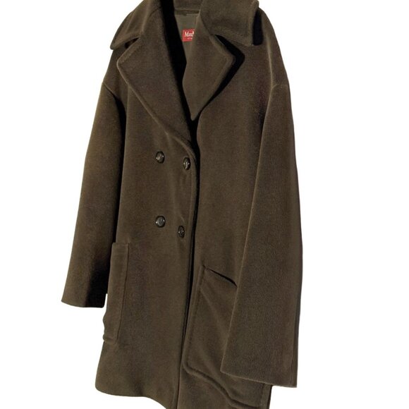 Max Mara Studio Gelada Khaki Brown Wool Peacoat - Picture 2 of 7